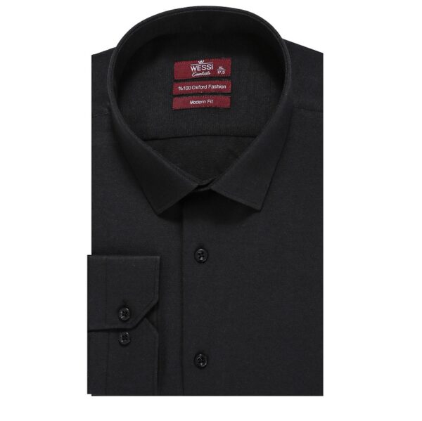 black plain long sleeves shirt slim fit shirt wessi 155688 23 B