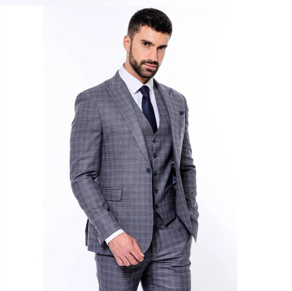 firstpatterned vested slim fit dark blue mens suit 3 piece suit wessi 179961 45 B