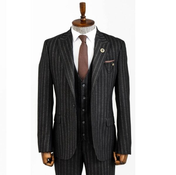 firststriped black slim fit mens suit striped suits wessi 177790 44 B