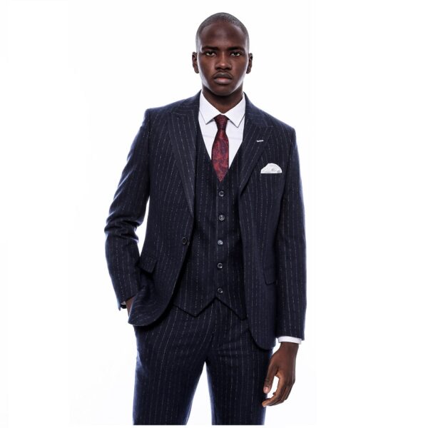 firststriped navy vested suit clos slim fit suit wessi 80126 19 B