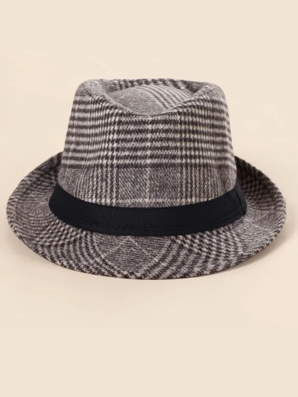 Ανδρικό καπέλο Fedora με καρό σχέδιο Glen scaled