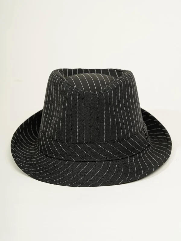 Ανδρικό καπέλο μαύρο ριγέ Fedora 2 scaled